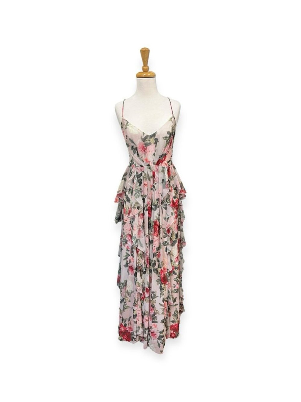 Fame & Partners x Free People Queen Anne Floral Ruflle Maxi Dress Size 10/12
